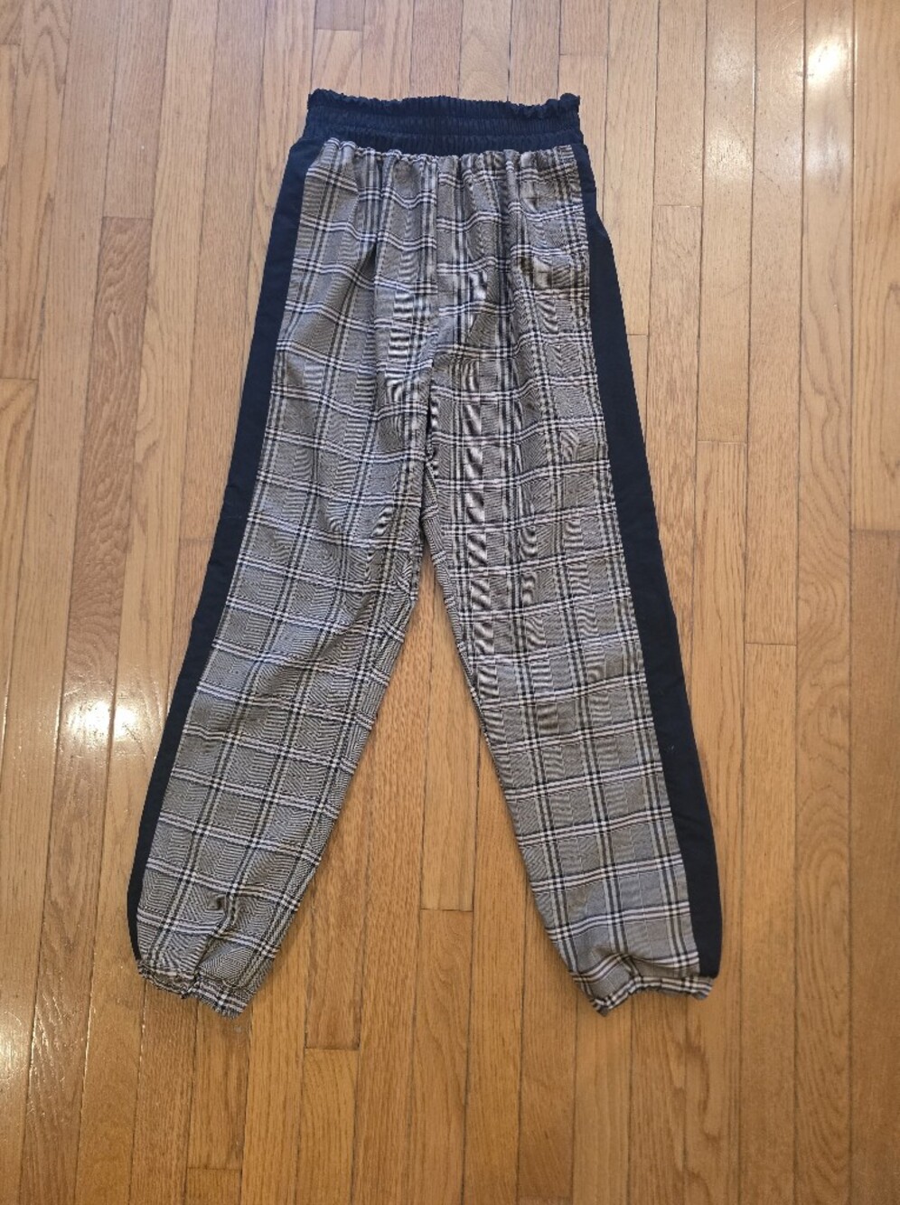 Weissman Gray & Brown Plaid Hip-hop Dance Pants with Black Side Stripe
